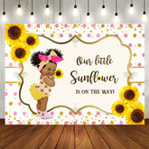Aperturee - Sunflowers With Pink Spot Glitter Baby Shower Backdrop